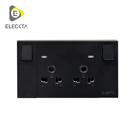 ชุดเต้ารับคู่ 3 ขา มีสวิตช์คุม ELECKTA VERVE สีดำ_1
