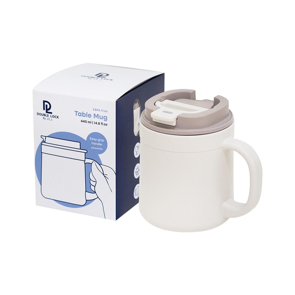 แก้วน้ำมีฝา 0.44 ลิตร DOUBLE LOCK TABLE MUG NO.1805 สีเบจ