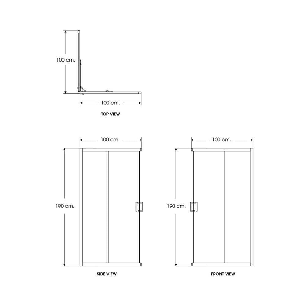 ฉากกั้นอาบน้ำ I-SPA I-SQU004GWH 100x100x190 ซม. สีขาว