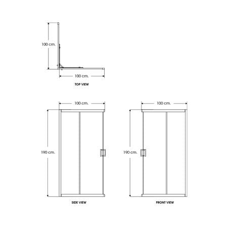 ฉากกั้นอาบน้ำ I-SPA I-SQU004GWH 100x100x190 ซม. สีขาว_2