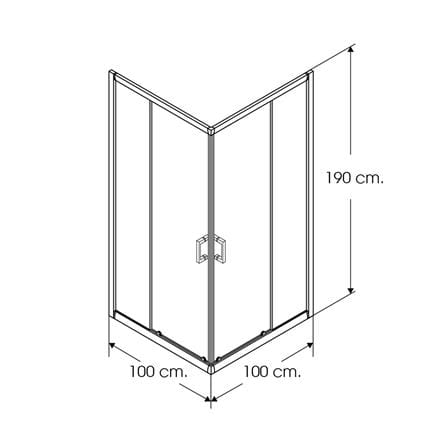 ฉากกั้นอาบน้ำ I-SPA I-SQU004GWH 100x100x190 ซม. สีขาว_1