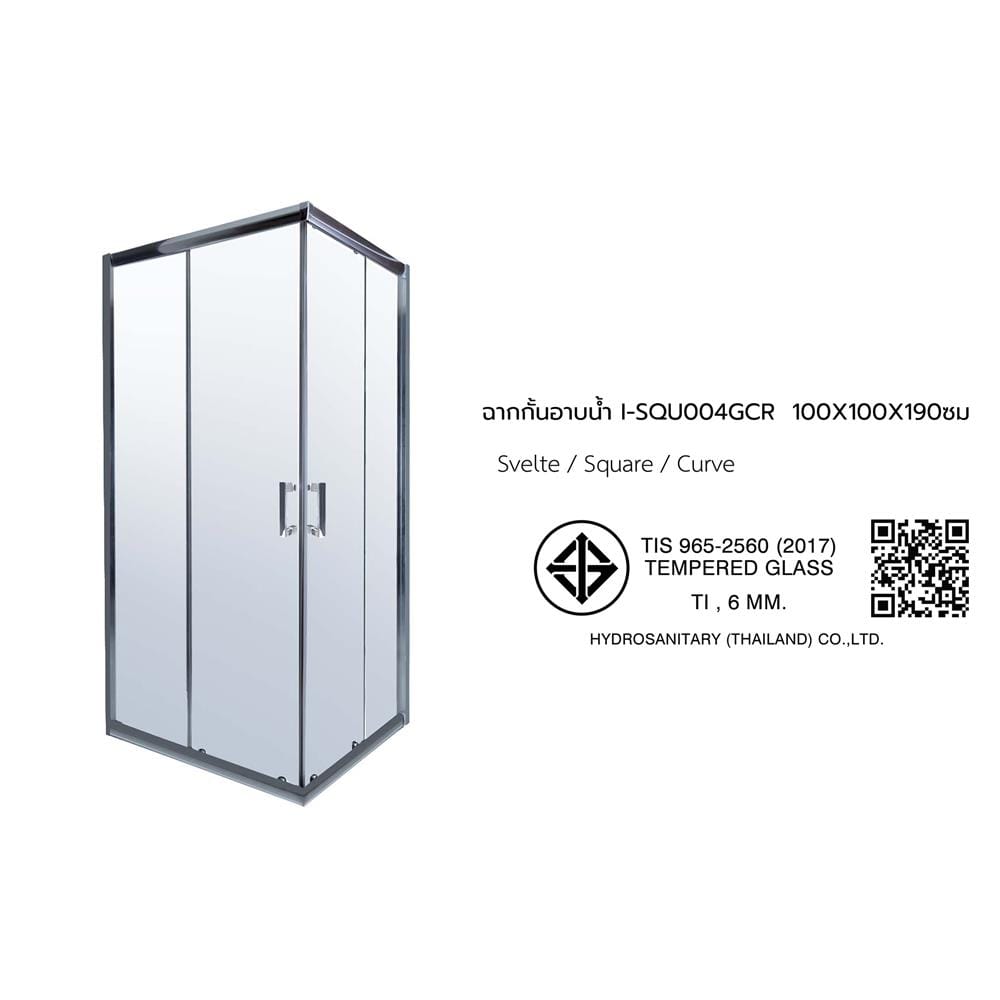 ฉากกั้นอาบน้ำ I-SPA I-SQU004GCR 100x100x190 ซม. สีโครม