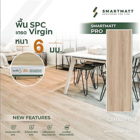 พื้น SPC SMARTMATT PRO 6 มม. 2.22 ตร.ม. สี CANARY OAK (แพ็ก 8 ชิ้น)_3