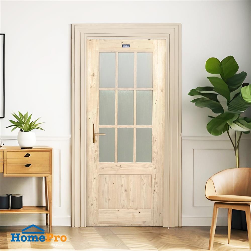 ประตูไม้เฮมล็อกเฟอร์ AZLE ZEN 80X200 ซม. สีธรรมชาติ ไม่เจาะลูกบิด
