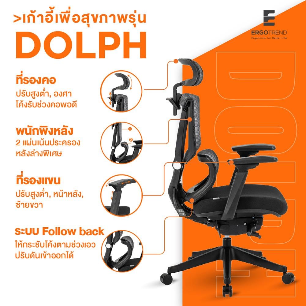 เก้าอี้สุขภาพ ERGOTREND DOLPH สีดำ