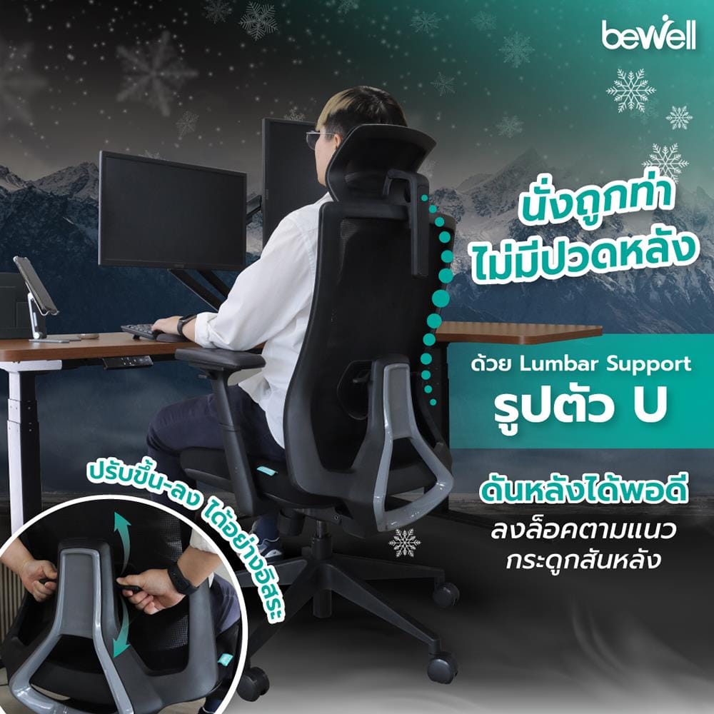 เก้าอี้สุขภาพ BEWELL FROZEN สีดำ