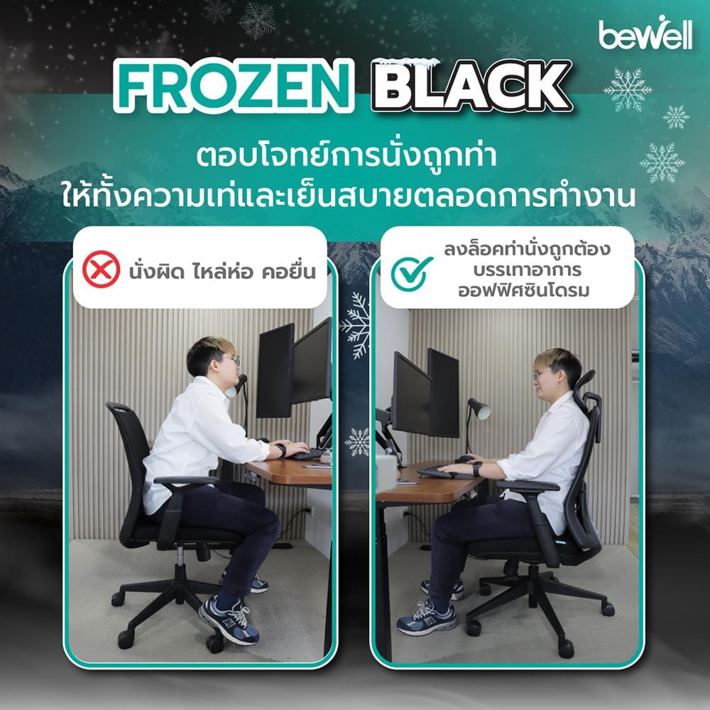 เก้าอี้สุขภาพ BEWELL FROZEN สีดำ