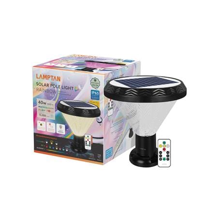 ไฟหัวเสา SOLAR LAMPTAN RAINBOW 40 วัตต์ RGB สีดำ_2