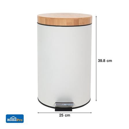 ถังขยะเหยียบกลมฝาไม้ ACCO SYLVAN 12 ลิตร สีขาว_7