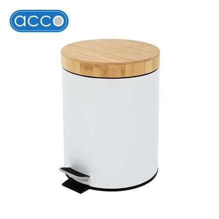 ถังขยะเหยียบกลมฝาไม้ ACCO SYLVAN 5 ลิตร สีขาว