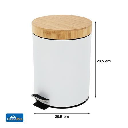 ถังขยะเหยียบกลมฝาไม้ ACCO SYLVAN 5 ลิตร สีขาว_8