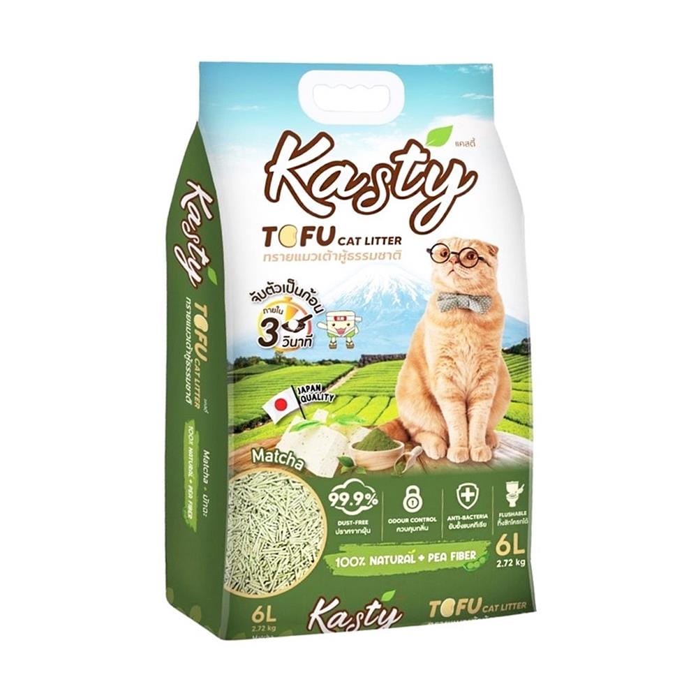 ทรายแมวเต้าหู้ KASTY TOFU CAT LITTER MATCHA 6 ลิตร