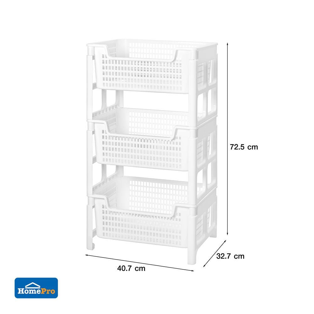 ชั้นวางของ 3 ชั้น STACKO PURE 40.7x32.7x72.5 ซม. สีขาว