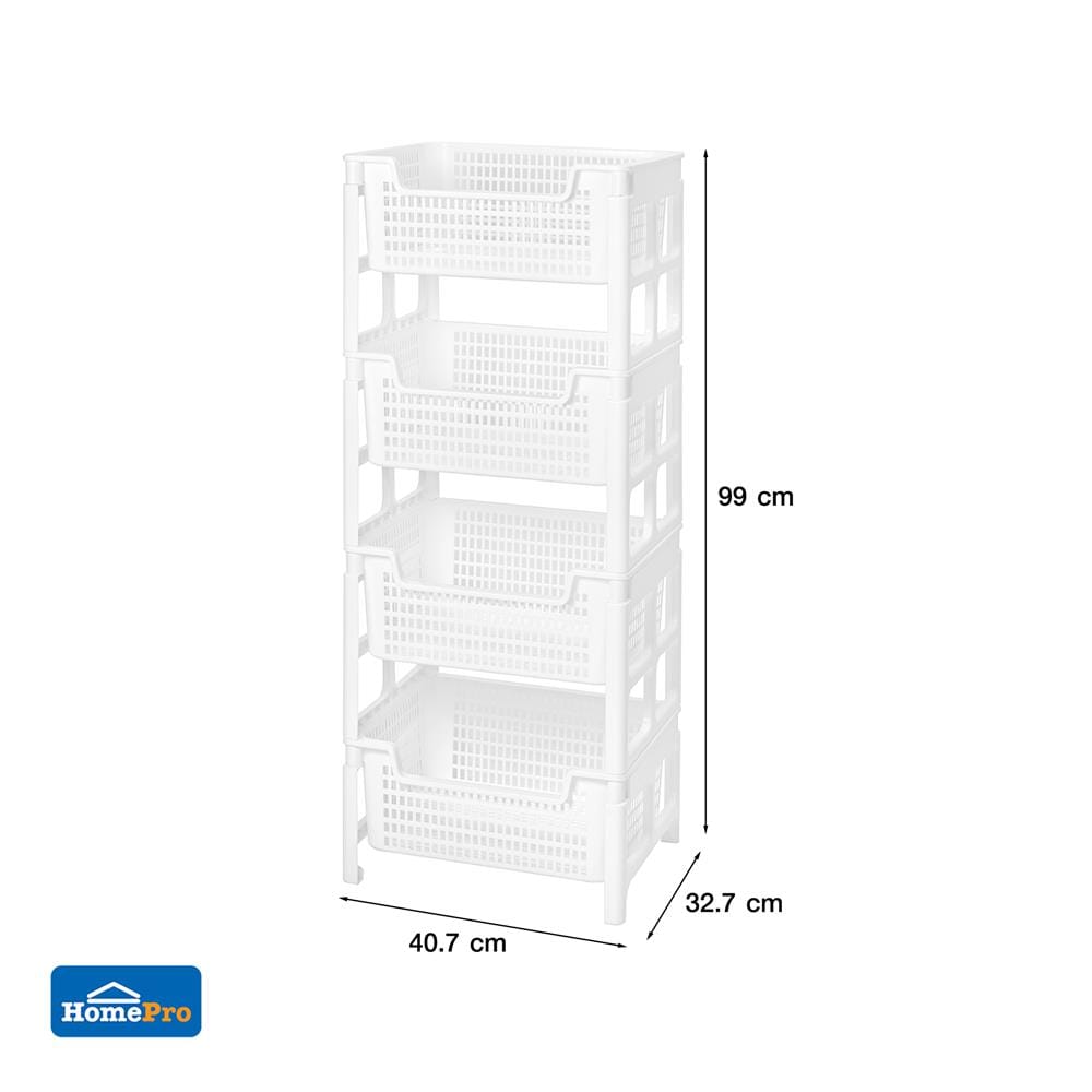 ชั้นวางของ 4 ชั้น STACKO PURE 40.7x32.7x99 ซม. สีขาว