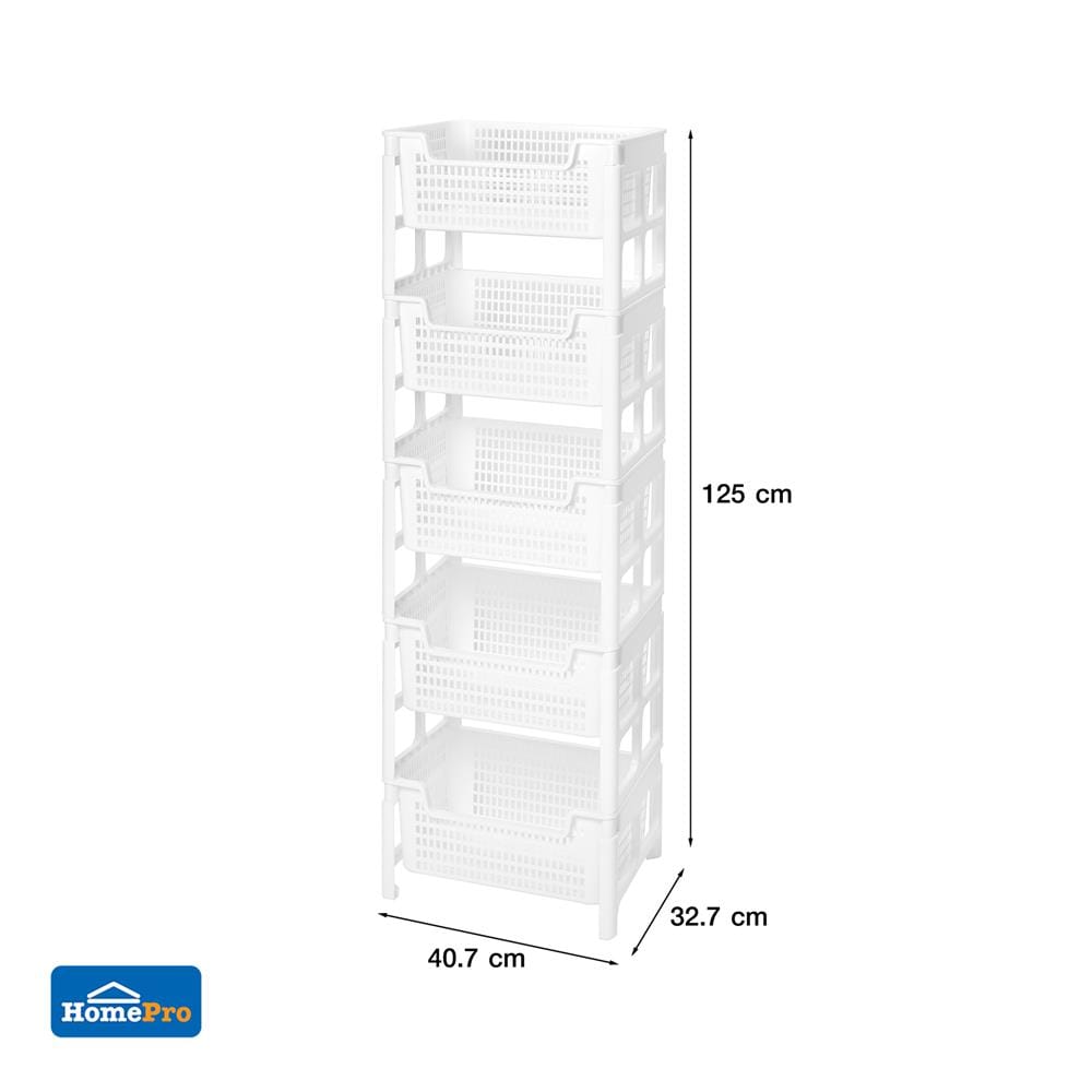 ชั้นวางของ 5 ชั้น STACKO PURE 40.7x32.7x125 ซม. สีขาว