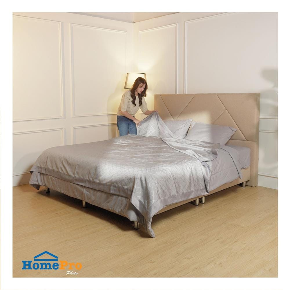 ผ้าคลุมเตียง 6 ฟุต HOME LIVING STYLE LINDA สีเทา