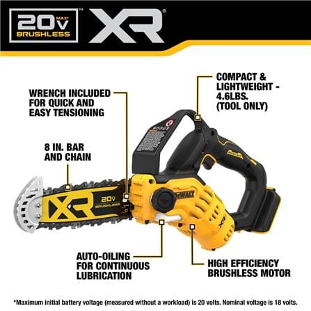 เลื่อยโซ่มือเดียวไร้สาย (เฉพาะตัวเครื่อง) DEWALT DCCS623B_9