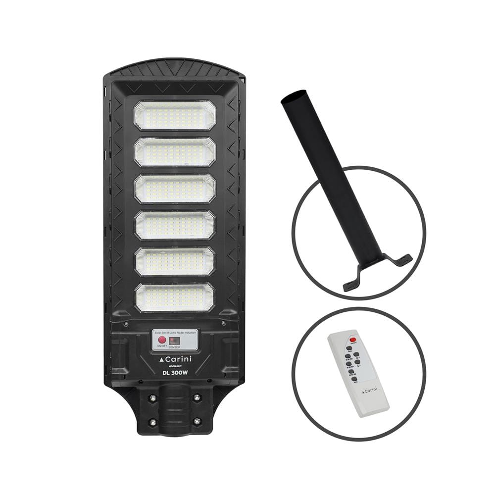 ไฟถนน SOLAR CARINI MOONLIGHT 300 วัตต์ DAYLIGHT สีดำ