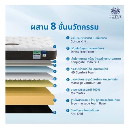 ที่นอนยางพารา 3.5 ฟุต LOTUS รุ่น BRAXTON III พร้อมหมอนหนุน 1 ชิ้น_6