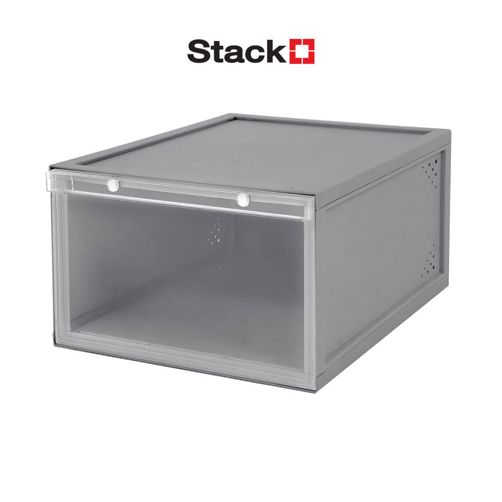กล่องรองเท้า STACKO D.I.Y MAGNETIC LOCK MONO 28x37x18.3 ซม. สีเทา