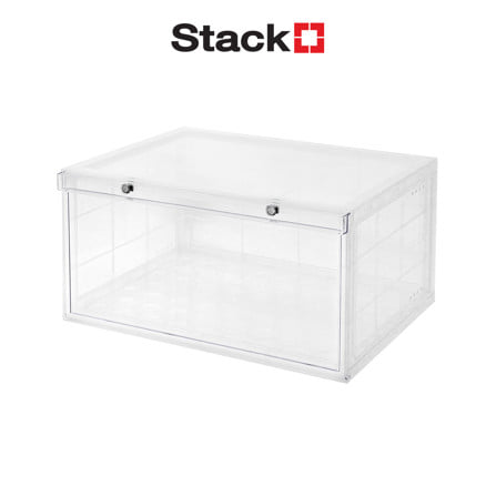 กล่องรองเท้าเปิดข้าง STACKO D.I.Y MAGNETIC LOCK 37x28x18.3 ซม. สีใส_1