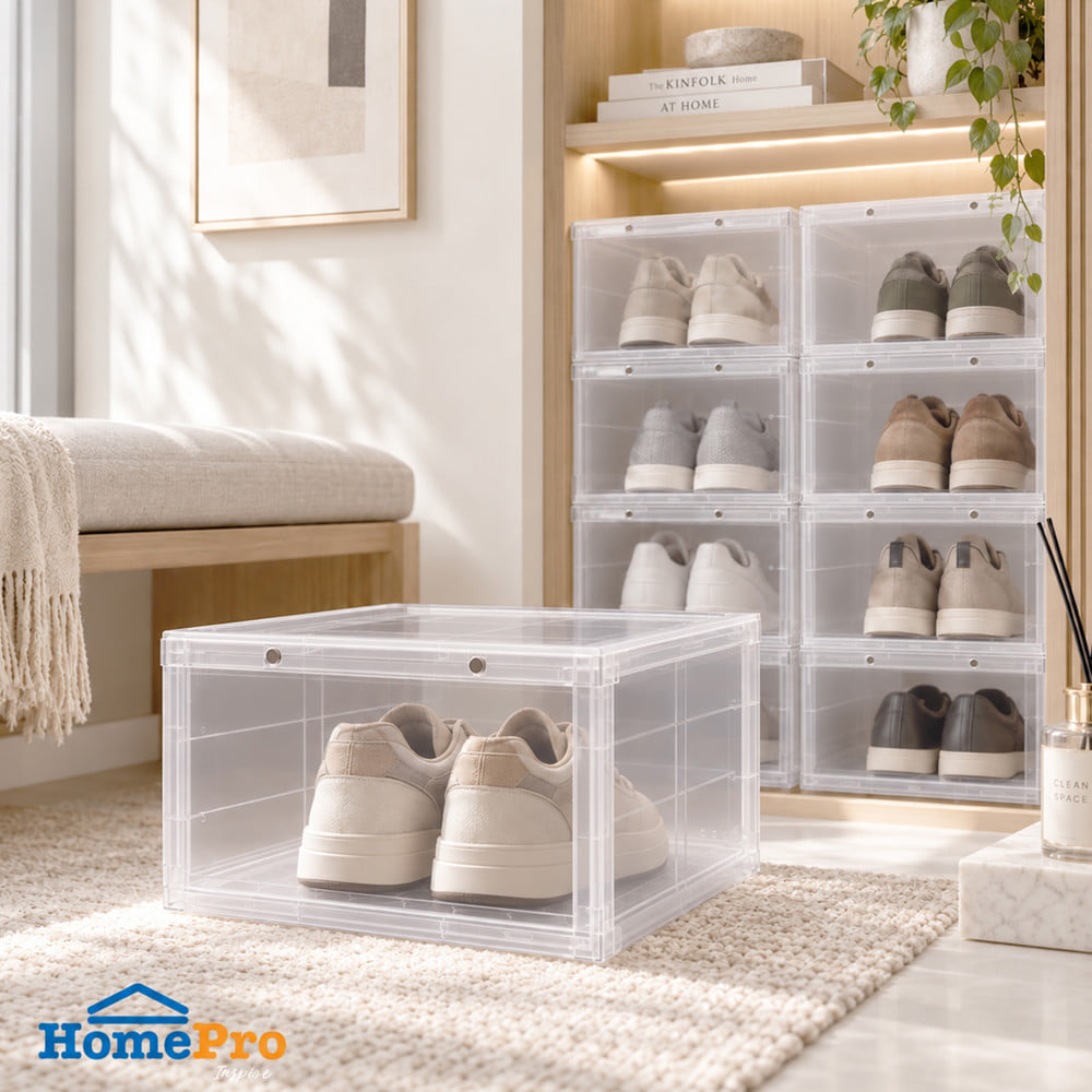 กล่องรองเท้า STACKO D.I.Y MAGNETIC LOCK 28x37x18.3 ซม. สีใส