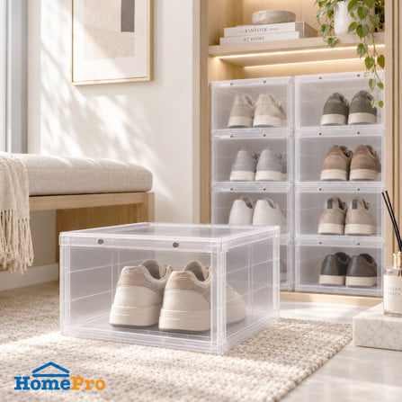 กล่องรองเท้า STACKO D.I.Y MAGNETIC LOCK 28x37x18.3 ซม. สีใส