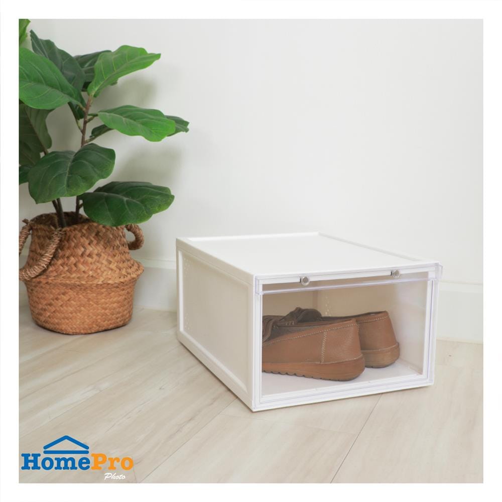 กล่องรองเท้า STACKO D.I.Y MAGNETIC LOCK MONO 28x37x18.3 ซม. สีขาว