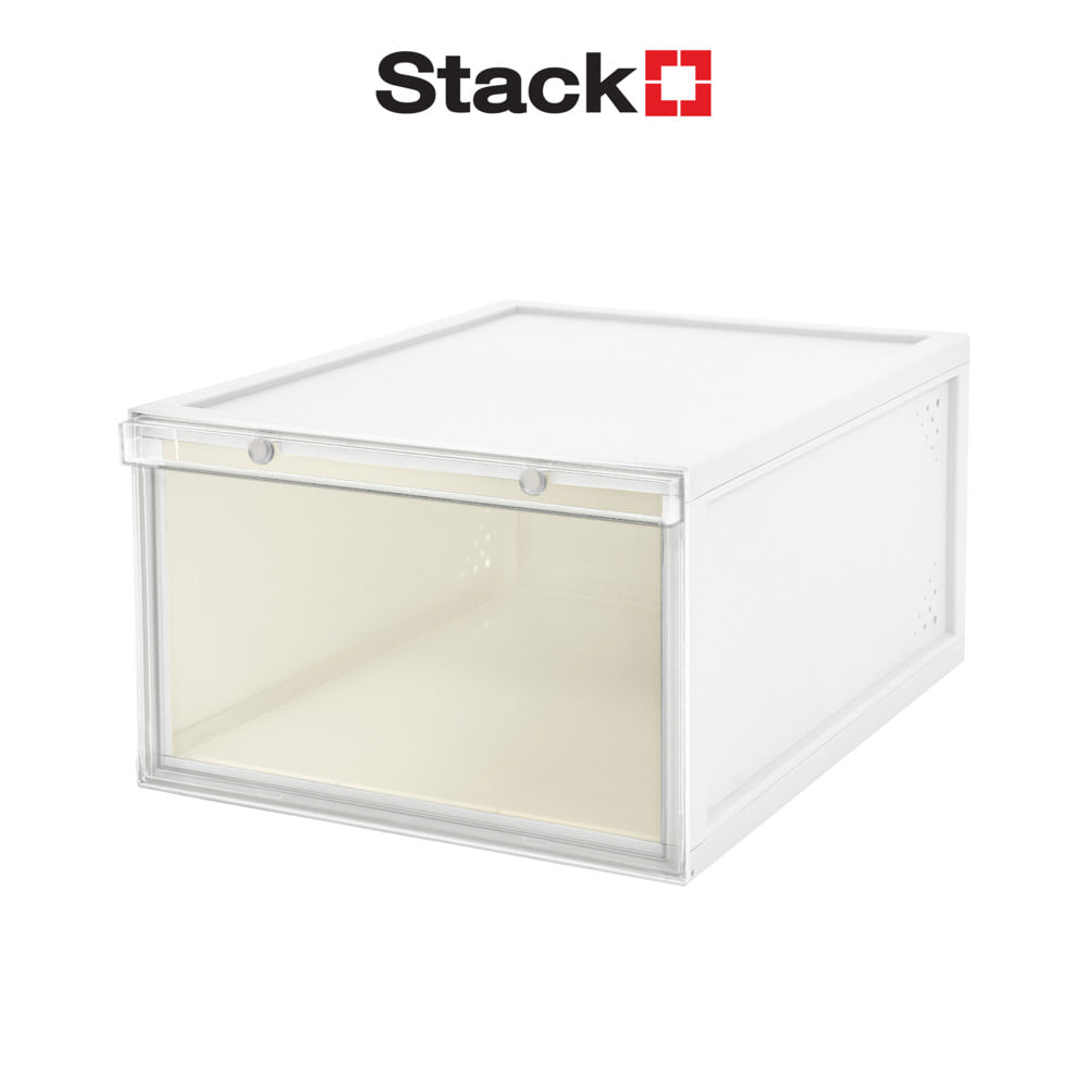 กล่องรองเท้า STACKO D.I.Y MAGNETIC LOCK MONO 28x37x18.3 ซม. สีขาว