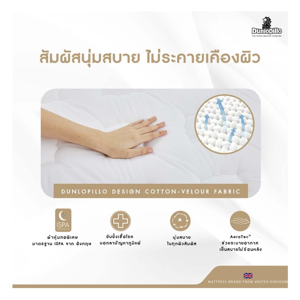ที่นอนยางพารา 3.5 ฟุต DUNLOPILLO รุ่น RAPTURE III พร้อมหมอนหนุน 1 ชิ้น