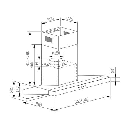 เครื่องดูดควันกระโจม TEKA DHA 90 BK 90 ซม._3
