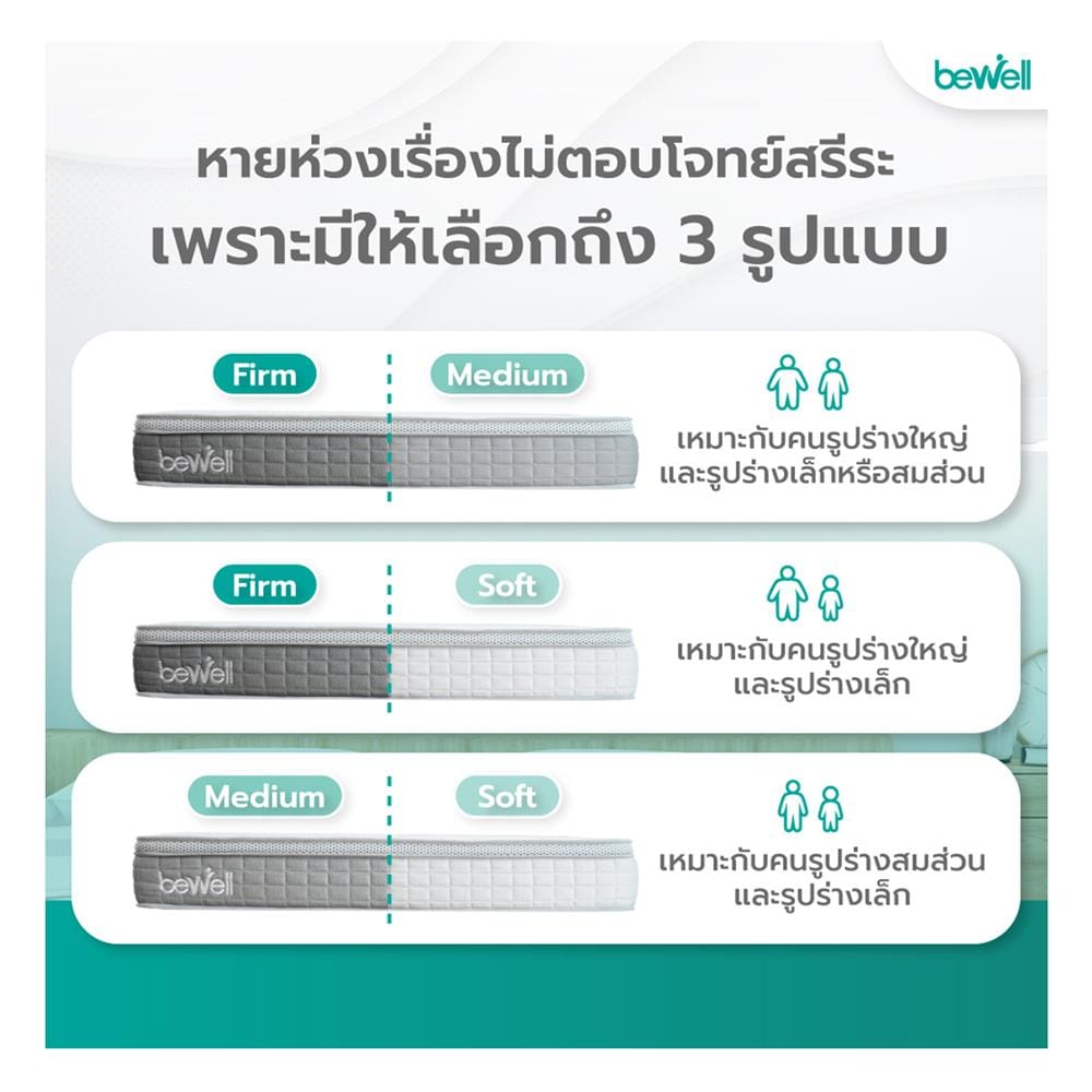 ที่นอนเมมโมรี่โฟม 6 ฟุต BEWELL รุ่น 2 SIDE-SO ฟุต-FIRM
