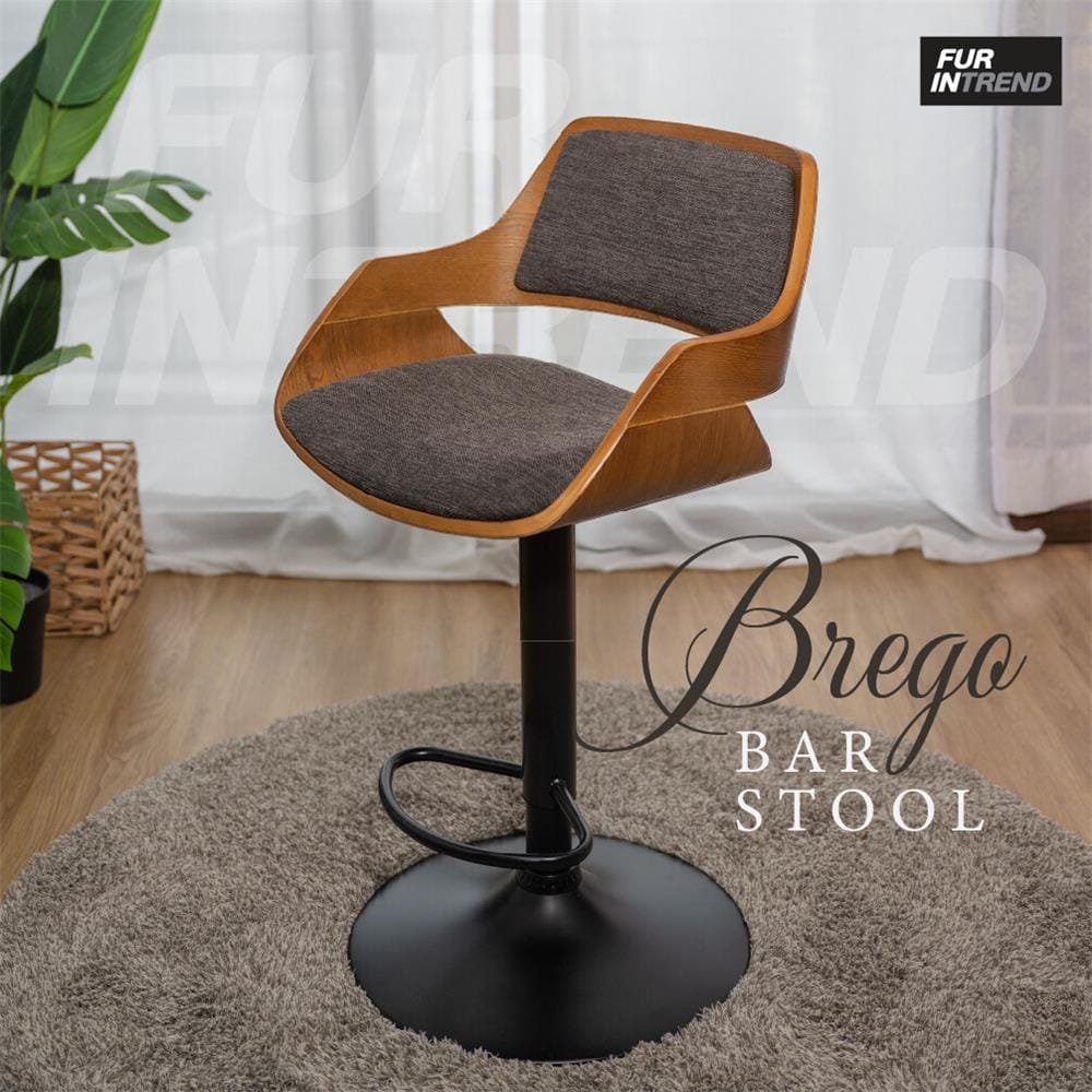 เก้าอี้บาร์ FURINTREND BREGO สีเทาเข้ม