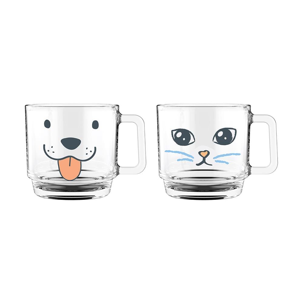 ถ้วยหู 485 มล. OCEAN GLASS HAPPY PAWS DOGGY AND KITTY แพ็ก 2 ใบ