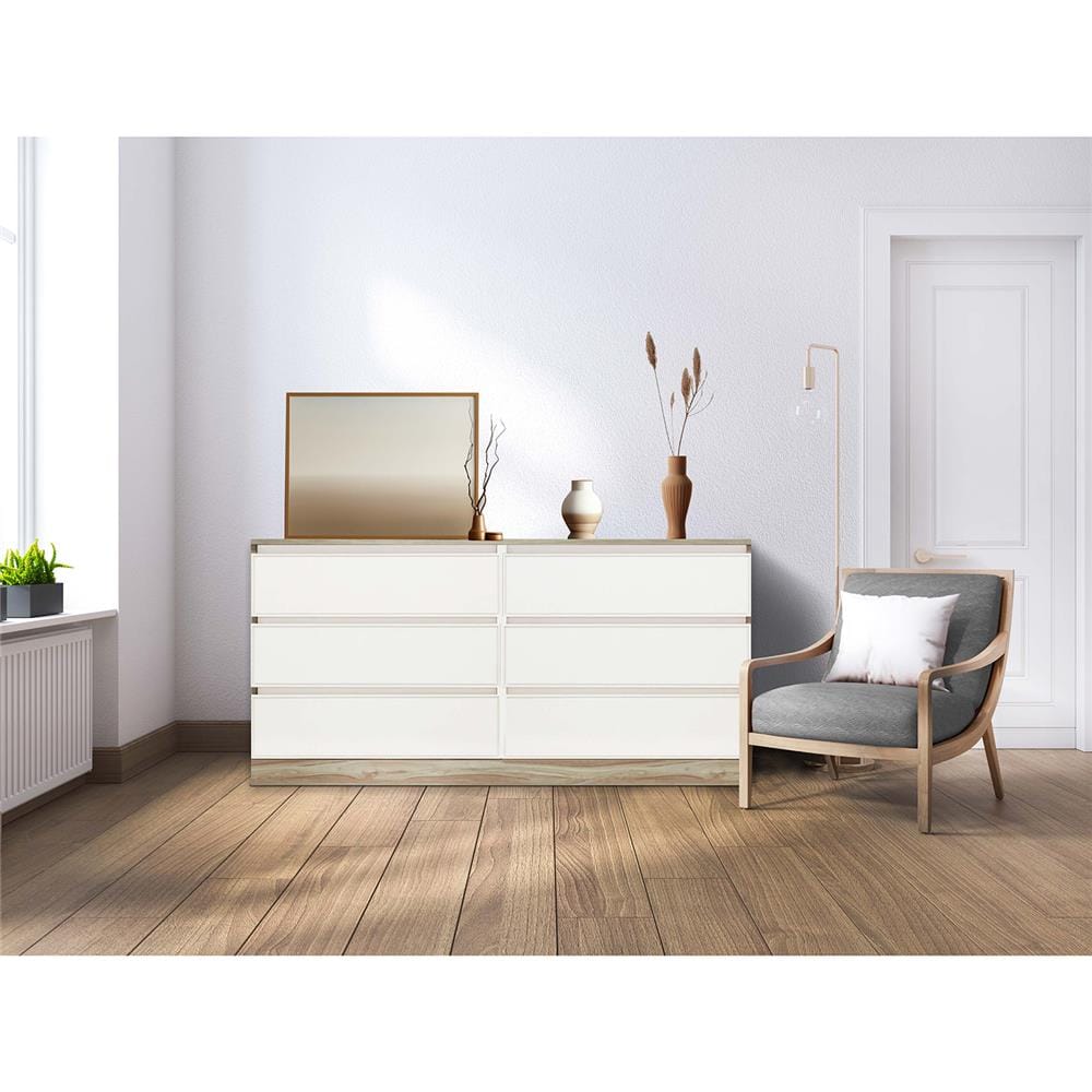 ตู้ลิ้นชัก 6 ลิ้นชัก BURO ANTARES LC160 DW สีอโรม่าโอ๊ค/ขาว