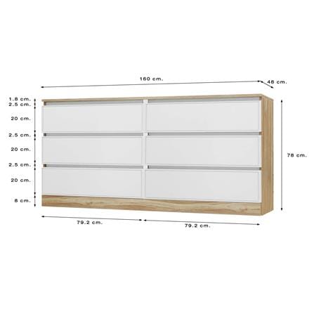 ตู้ลิ้นชัก 6 ลิ้นชัก BURO ANTARES LC160 DW สีอโรม่าโอ๊ค/ขาว_6