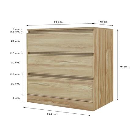 ตู้ลิ้นชัก 3 ลิ้นชัก BURO ANTARES LC80 DW สีอโรม่าโอ๊ค_7