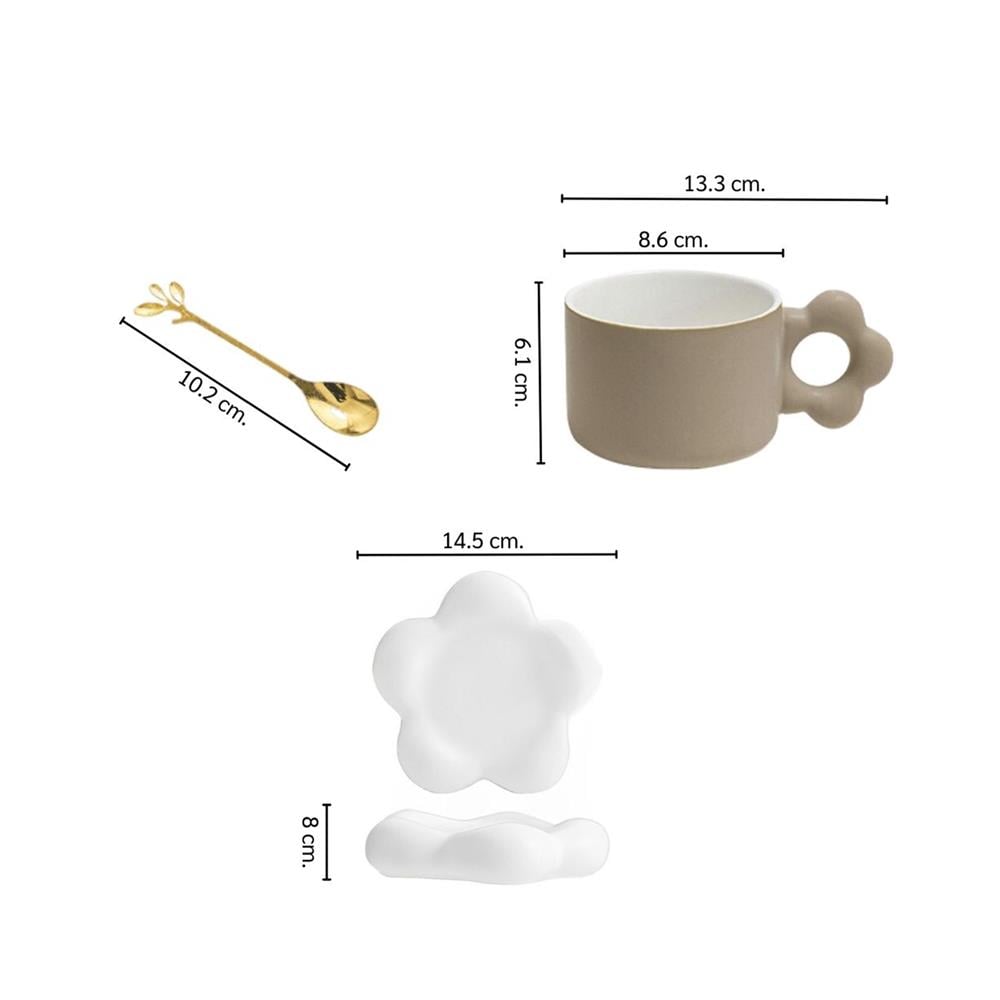 ชุดถ้วยกาแฟ PORCELAIN 250 มล. KECH FLOWER สีเทา