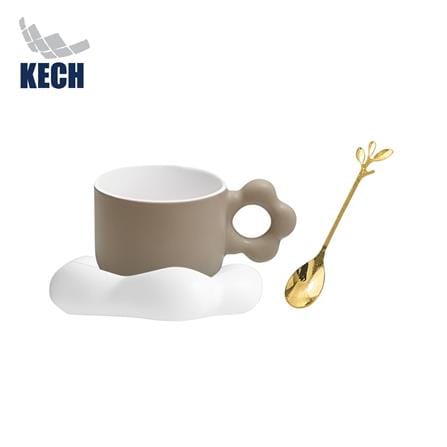 ชุดถ้วยกาแฟ PORCELAIN 250 มล. KECH FLOWER สีเทา_0