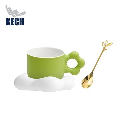 ชุดถ้วยกาแฟ PORCELAIN 250 มล. KECH FLOWER สีเขียว_0