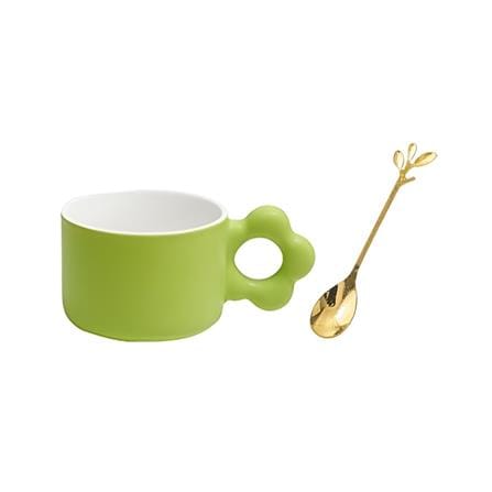 ชุดถ้วยกาแฟ PORCELAIN 250 มล. KECH FLOWER สีเขียว_1