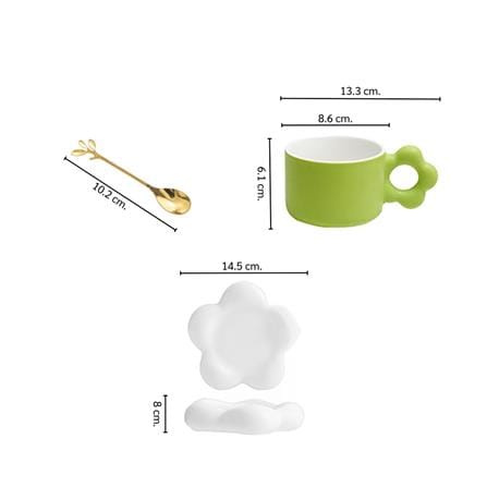 ชุดถ้วยกาแฟ PORCELAIN 250 มล. KECH FLOWER สีเขียว_6