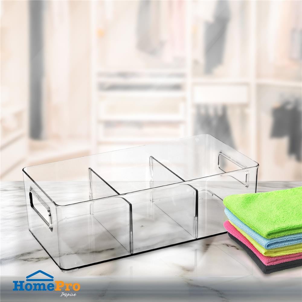กล่องจัดเก็บผ้า 3 ช่อง PLIM KLEAR 15x30.5x10 ซม. สีใส