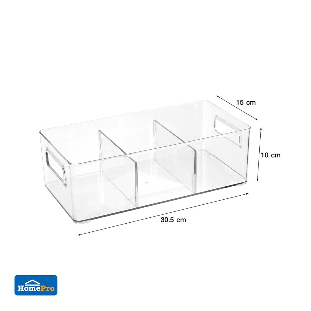 กล่องจัดเก็บผ้า 3 ช่อง PLIM KLEAR 15x30.5x10 ซม. สีใส