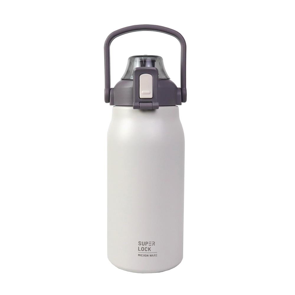 ขวดน้ำสเตนเลส 1.3 ลิตร SUPER LOCK STRAW สีขาว