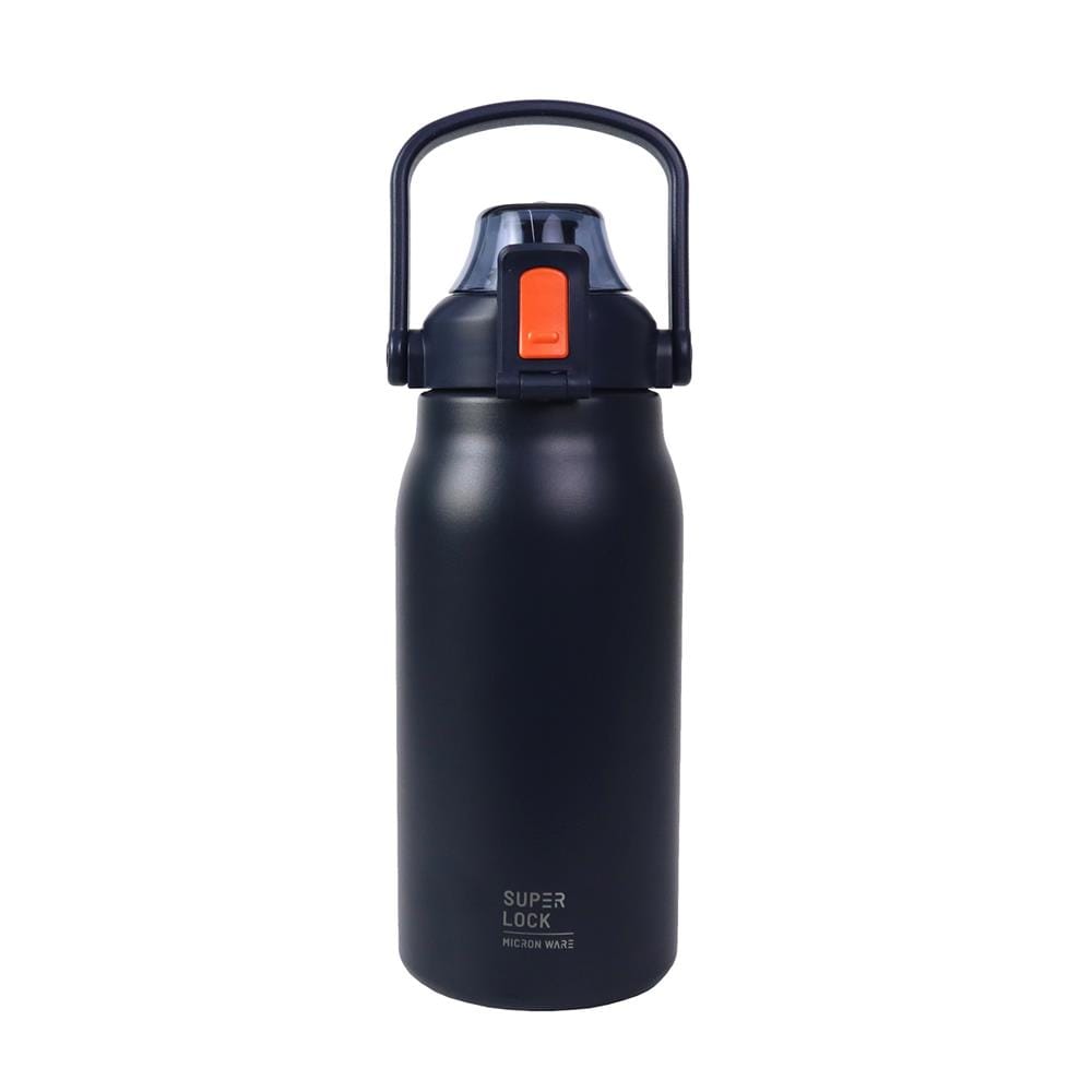 ขวดน้ำสเตนเลส 1.3 ลิตร SUPER LOCK STRAW สีน้ำเงิน
