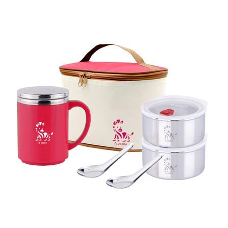 ชุดกล่องอาหาร พร้อมกระเป๋า ZEBRA JOLLY ROSE สีแดง_0