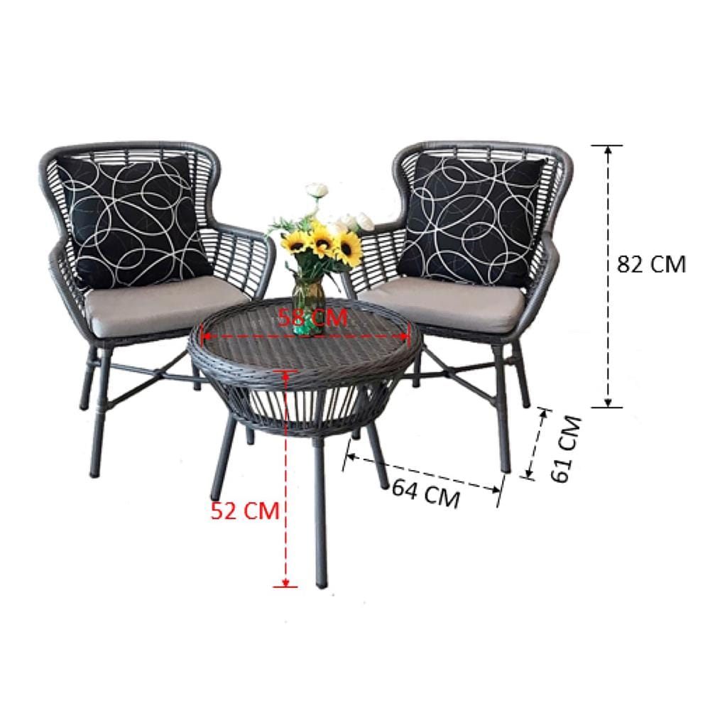 ชุดสนาม 2 ที่นั่ง IVY LV025 NORWAY COFFEE SET สีเทา