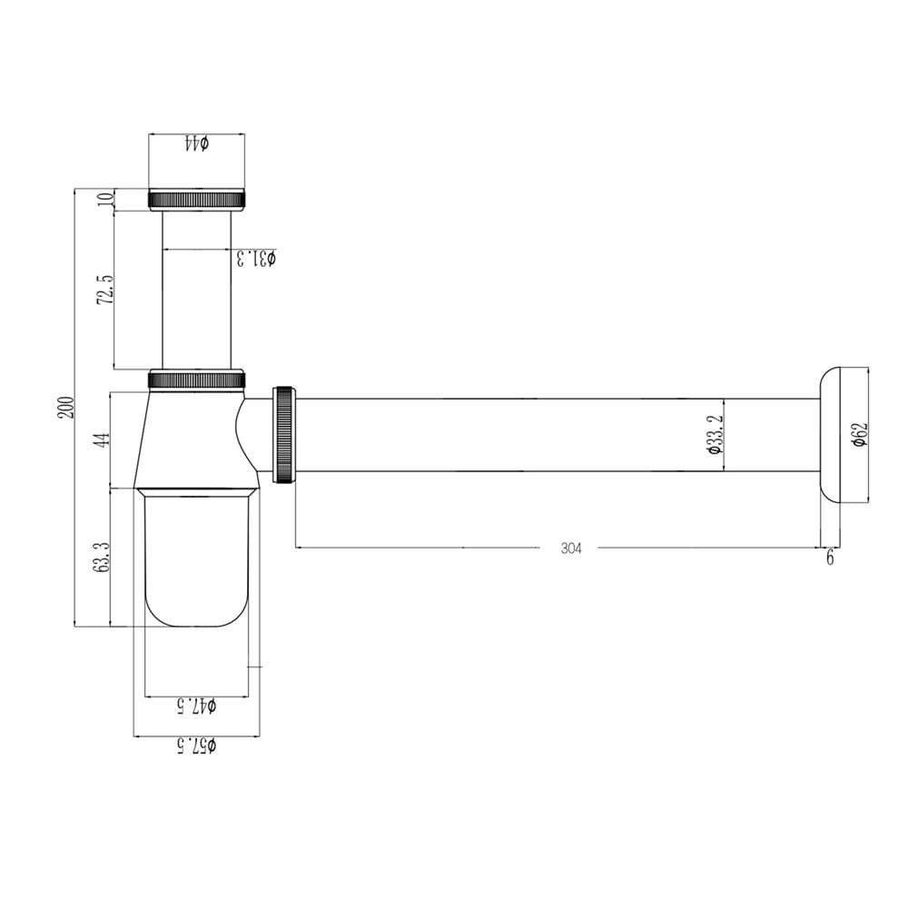 ท่อน้ำทิ้งอ่างล้างหน้ากระปุก DONMARK GL-5325 30 ซม.