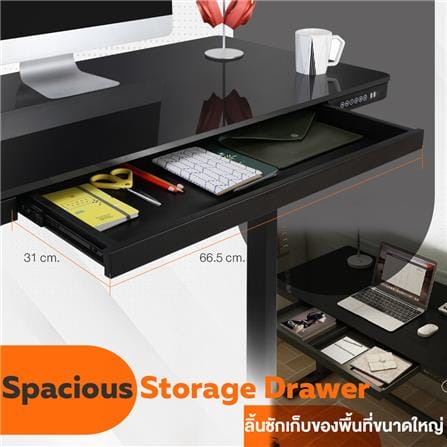 โต๊ะทำงานปรับระดับ ERGOTREND SIT 2 STAND GLASS DESK 120 ซม. สีดำ_8